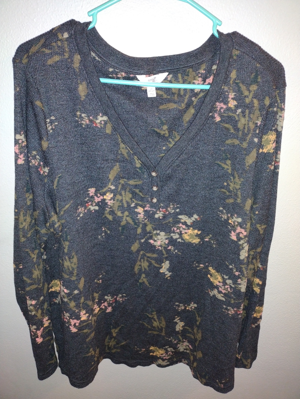 Terra & Skye Dark Floral Thermal Long Sleeve